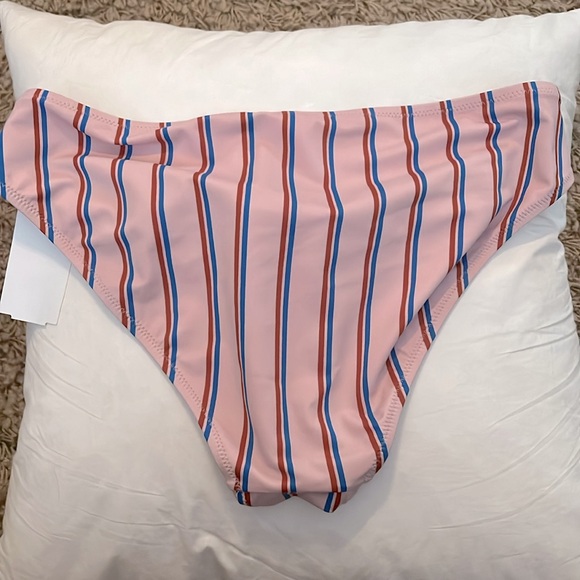 NWO liner - Madewell pink with  stripes bikini swimsuit bottoms L - Picture 4 of 4